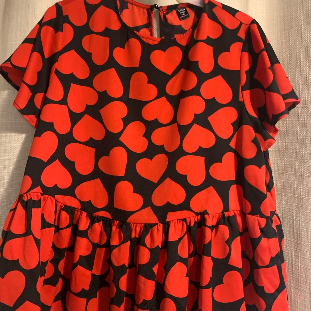 Red Heart Patterned Dress
